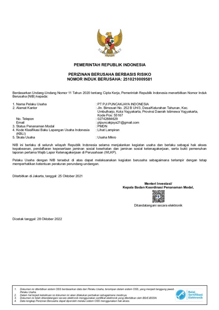 Surat Perizinan Usaha Berbasis Resiko